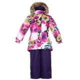 Комплект для девочек Huppa RENELY, белый с принтом/тёмно-лилoвый, размер 104 (81720) - Pampik