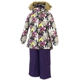 Комплект для девочек Huppa RENELY, чёрный с принтом/тёмно-лилoвый, размер 116 (81509) - Pampik