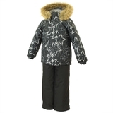 Детский комплект Huppa WINTER, чёрный с принтом/чёрный , размер 104 (83409) - Pampik