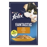 Консервований корм для кішок Felix Fantastic, з куркою в желе, 85 г - Pampik