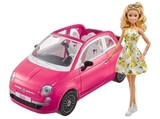 Ігровий набір з лялькою Barbie Фіат рожевий (GXR57) - Pampik