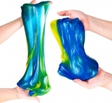 Іграшкова маса для ліплення Genio Kids м'яльницю-жмялка 2 в 1, жовтий з синім, 500 г (SLI06) - Pampik - 5