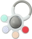 Игрушка-прорезыватель для зубов BabyOno, с погремушкой, ортодонтический, серый (488) - Pampik