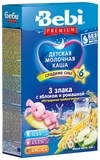 Молочна каша Bebi Premium 3 злаки з яблуком і ромашкою, 200 г - Pampik