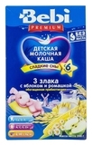 Молочна каша Bebi Premium 3 злаки з яблуком і ромашкою, 200 г - Pampik - 2