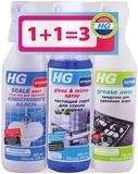 Набір HG Засіб видалення жиру 500 мл, вапнякового нальоту 500 мл + спрей для скла 500 мл