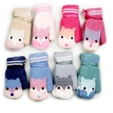 Рукавички Ru Bi Котик, на шнурку, акрил, р.M (2-3 роки), бірюзовий (А-606) - Pampik - 2