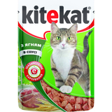 Вологий корм для дорослих котів Kitekat Ягня в соусі, 100 г - Pampik