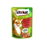 Вологий корм для дорослих котів Kitekat Яловичина в соусі, 100 г - Pampik
