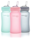 Стеклянная бутылочка Everyday Baby с трубочкой для питья и силиконовой защитой, 240 мл, розовый (10384) - Pampik - 7