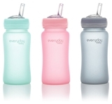 Стеклянная бутылочка Everyday Baby с трубочкой для питья и силиконовой защитой, 240 мл, розовый (10384) - Pampik - 6