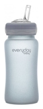 Скляна пляшка Everyday Baby з трубочкою для пиття і силіконовим захистом, 240 мл, світло-сірий (10387) - Pampik - 3
