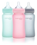 Скляна пляшка для годування Everyday Baby із силіконовим захистом, 240 мл, рожевий (10228) - Pampik - 5