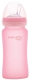 Стеклянная бутылочка Everyday Baby с трубочкой для питья и силиконовой защитой, 240 мл, розовый (10384) - Pampik