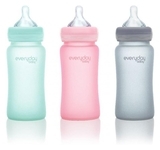 Скляна пляшка для годування Everyday Baby із силіконовим захистом, 240 мл, рожевий (10228) - Pampik - 4
