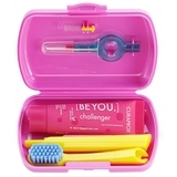 Дорожній набір для догляду за ротовою порожниною Curaprox Travel Set Pink: Розкладна щітка CS5460 Ultra Soft + Зубна паста Be You 10 мл + Йоржики + Тревел-кейс - Pampik