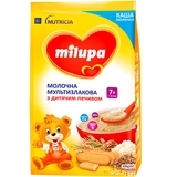 Молочна каша Milupa швидкорозчинна мультизлакова з дитячим печивом, 210 г - Pampik