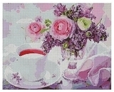 Алмазная мозаика "Букет с чашкой чая ", 40х50 см Strateg - Pampik