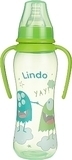 Пляшечка вигнута з ручками, силіконовою соскою 250мл, салатова Lindo - Pampik