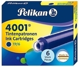 Набор стираемых чернильных картриджей 4001 TP/6 для перьевых ручек 6 шт, синие Pelikan - Pampik