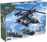 Конструктор "Защитники" 3 в 1 Вертолет, авто и катер, 295 деталей Banbao - Pampik