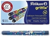 Чернильные картриджи "Griffix" 1,4мл увеличенные синие стираемые, 5шт Pelikan - Pampik
