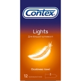 Презервативи латексні з силіконовою змазкою Contex Lights, особливо тонкі, 12 шт. - Pampik