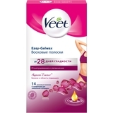 Воскові смужки Veet для депіляції чутливої ​​шкіри лінії бікіні та під пахвами з ароматом оксамитової троянди та ефірної олії, 14 шт. - Pampik