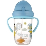Чашка непроливайка з трубочкою та обважувачем Canpol Babies Bonjour Paris, 270 мл, блакитний (56/607_blu) - Pampik