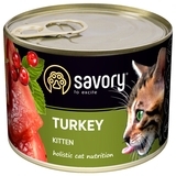 Корм вологий повнораційний для кішок з індичкою Savory Cat Can Kitten, 200 г