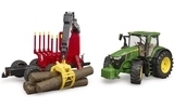 Іграшка Bruder трактор John Deere 7R 350 з причепом, краном та колодами (03154) - Pampik - 2