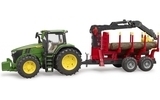 Іграшка Bruder трактор John Deere 7R 350 з причепом, краном та колодами (03154) - Pampik - 3