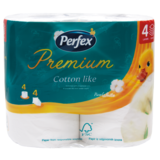 Чотиришарова туалетний папір Perfex Premium Cotton, білий, 4 рулони