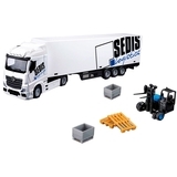 Игровой набор Bburago Фура Mercedes-Benz Actros c погрузчиком, 1:43, белый - Pampik