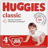 Підгузки на липучках Huggies Classic 4 (7-18 кг), 88 шт. - Pampik