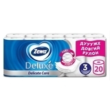 Тришаровий туалетний папір Zewa Deluxe Delicate Care, білий, 20 рулонів - Pampik