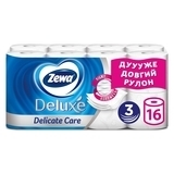 Тришаровий туалетний папір Zewa Deluxe Delicate Care, білий, 16 рулонів