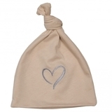 Шапочка-вузлик Twins Сердечко, інтерлок, 0-3 міс., beige, бежевий (W122-TNT-02) - Pampik