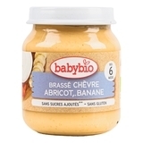 Органическое молочное пюре Babybio из козьего молока с бананом и абрикосом, 130 г - Pampik