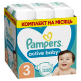 Підгузки на липучках Pampers Active Baby 3 (6-10 кг), 208 шт. - Pampik