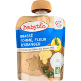 Органическое молочное пюре Babybio из коровьего молока с яблоком и апельсиновым цветом, 85 г - Pampik