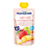 Пюре Hamanek Pouch Яблуко з персиком і бананом, 120 г - Pampik
