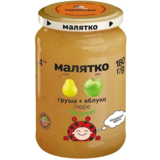 Пюре Малятко Груша-яблоко, 180 г - Pampik