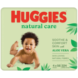 Вологі серветки Huggies Natural Care, 224 шт. (4 уп. по 56 шт.) - Pampik - 2