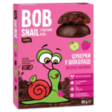 Натуральні цукерки Bob Snail Яблуко-Малина у чорному шоколаді, 60 г - Pampik