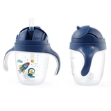 Поїльник-непроливайка BabyOno з обтяженою соломкою та герметичною кришкою, 6+, 240 мл, синій (1464/02) - Pampik