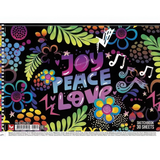 Альбом для рисования Школярик Яркая картинка с надписью Joy peace love 30 листов (PB-SC-030-541) - Pampik