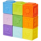 Силіконові кубики Bright Starts Stack&Squeeze Blocks, 9 шт.(12616) - Pampik
