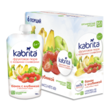 Пюре Kabrita Pouch Банан з полуницею, яблучним пюре та козячими вершками, 600 г (6 упаковок по 100 г) - Pampik