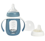 Поїльник скляний Beaba 2 в 1, 210 мл, синій (913519) - Pampik